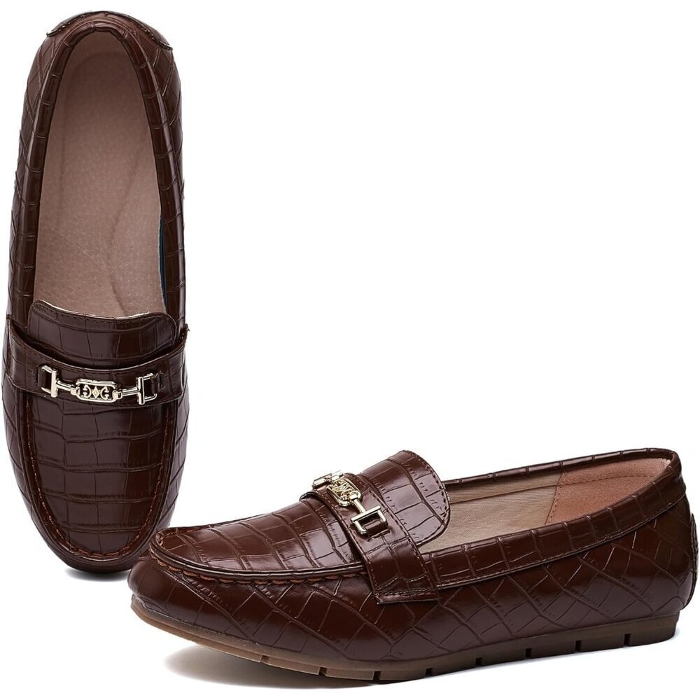 Women’s Brown Stone Polyurethane Comfortable Casual Slip On Loafer Flat Shoes